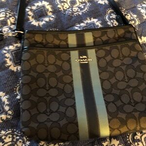 Coach Black and Teal Signature Crossbody